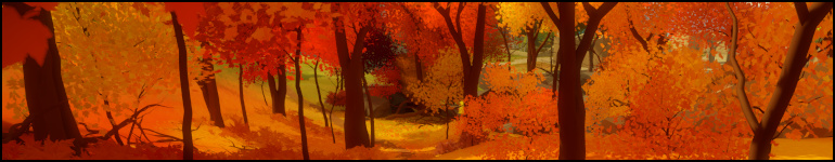 Screenshot of an orange forest from The Witness.